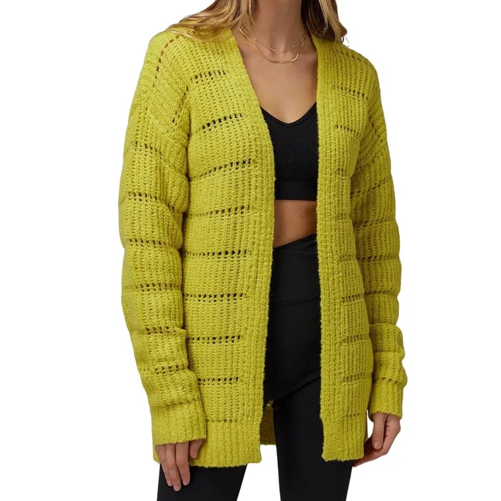 Spiritual Gangster Yellow Open-Knit Cardigan